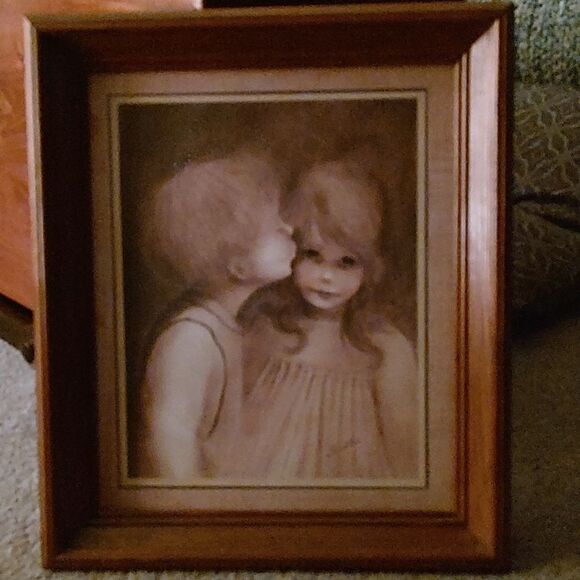 Margaret Kane “A Little Kiss”, Vintage Framed Art/Print; 17 X 20 Framed - Picture 1 of 7